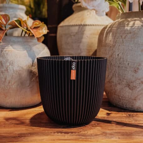 Capi Europe Pot Groove noir en textile, H 20cm, Ø 21.5cm