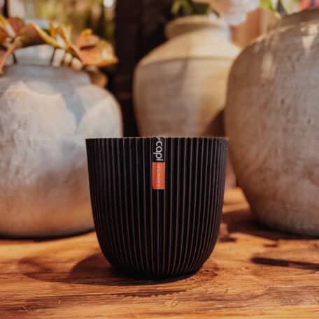 Capi Europe Pot Groove noir en textile, H 15cm, Ø 16.5cm