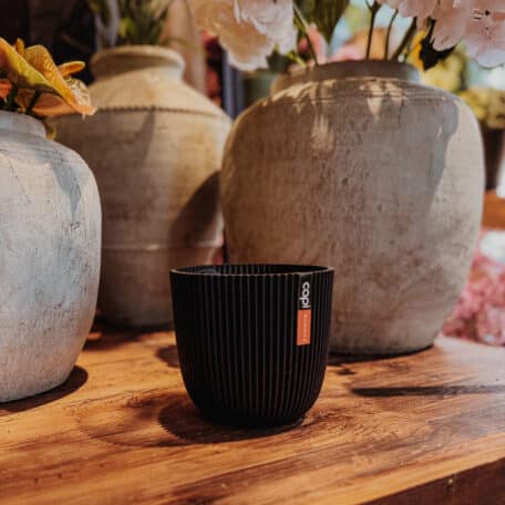 Capi Europe Pot Groove noir en textile, H 12cm, Ø 13cm