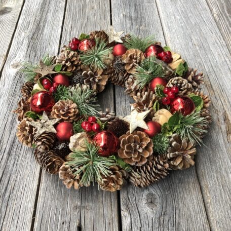 Adventlicher Weihnachtskranz rot-grün 33cm (künstlich)