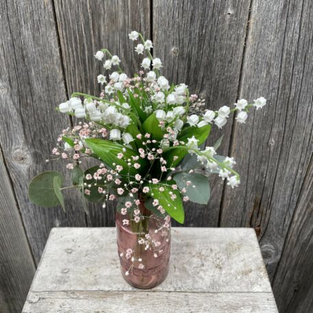 Maiblumen Convallaria majalis mit Vase (Kunstblumen)