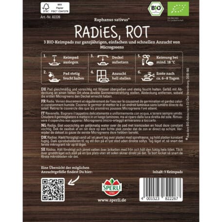 Microgreen-Pads 'Radieschen rot' - 3 Pads
