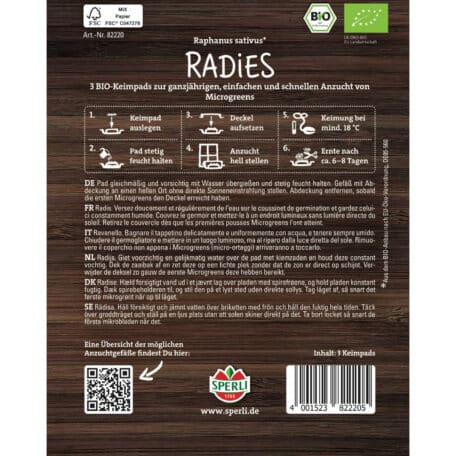Microgreen-Pads 'Radies' - 3 Pads