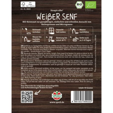 Microgreen-Saat 50gr 'Weisser Senf'