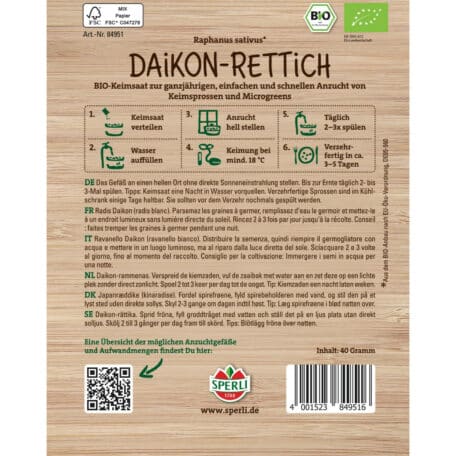 Graine germée 40gr 'radis daikon