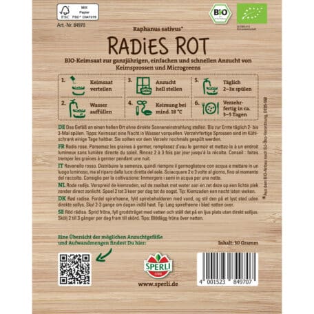 Graine germée 30gr 'Radis rouge
