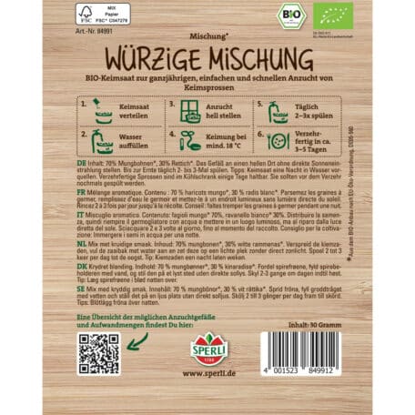 Semis de graines germées 30gr 'Mélange épicé'.