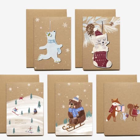 Handgemalte Grusskarten – 5er Set Weihnachten