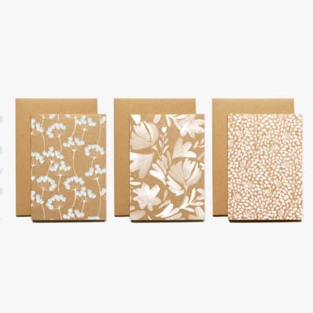 Handgemalte Grusskarten - 3er Set Blumen Muskatpapier