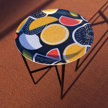 Verspielter Beistelltisch 'Juice of the Day', Ø39cm