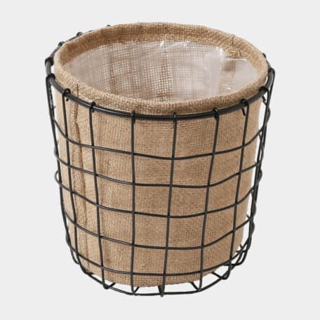Metallkorb mit Jute, 17x16cm