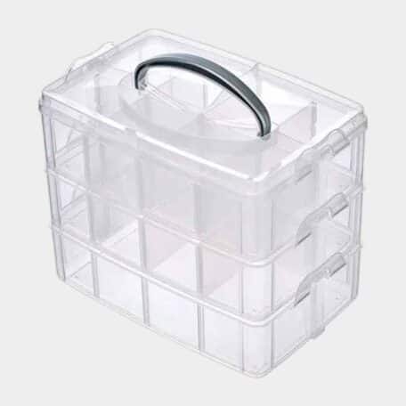 30-fach Stapelbare Bastel Sortier Box mit Tragegriff