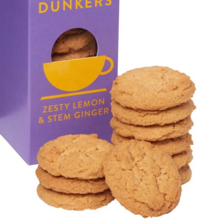 Zesty Lemon & Stem Ginger Coffee Dunkers Cookies 150g Ace Tea London