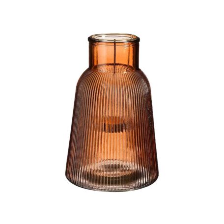 Photophore en verre, orange - 14.5 x 23 cm