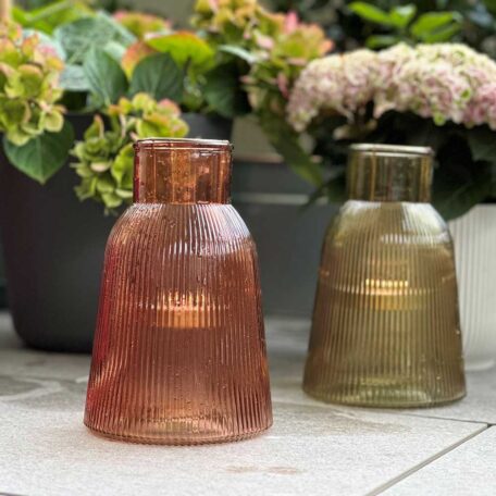 Photophore en verre, orange - 14.5 x 23 cm