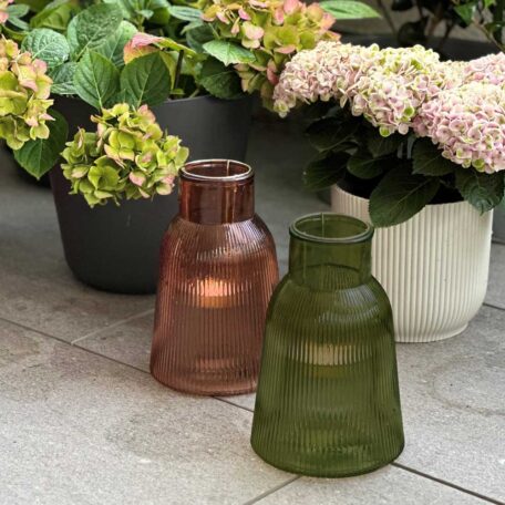 Photophore en verre, vert - 14.5 x 23 cm