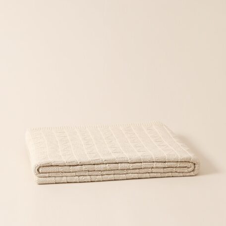 Couverture en tricot, beige, 130x170cm