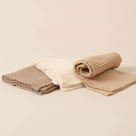 Gestrickte Lappen, 3 Stk., sand
