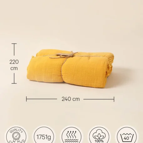 Couvre-lit, moutarde, 220x240cm