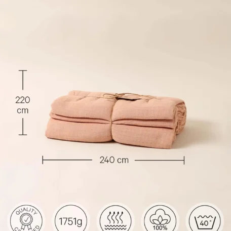 Couvre-lit, corail, 220x240cm