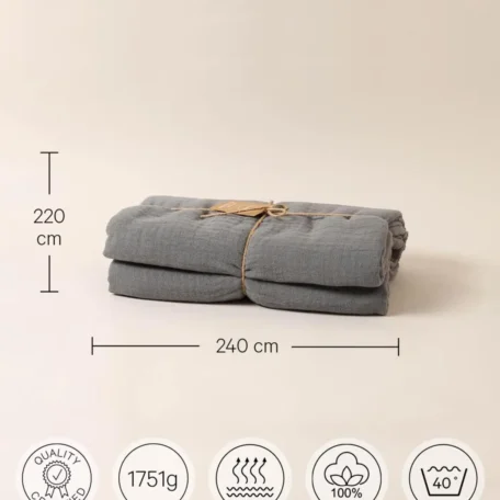Couvre-lit, gris, 220x240cm