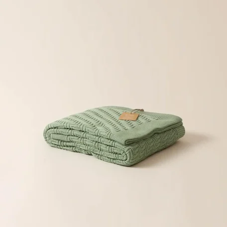 Fischgrät Decke, Salbei,130x170cm