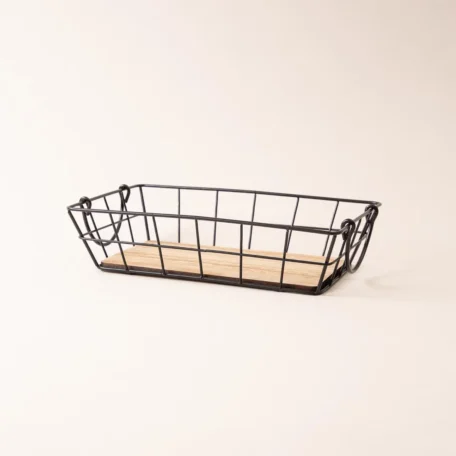 Stapelbarer Wire Korb, matt schwarz, 20x32x8cm