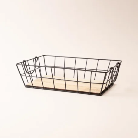 Stapelbarer Wire Korb, matt schwarz, 37x25x10cm