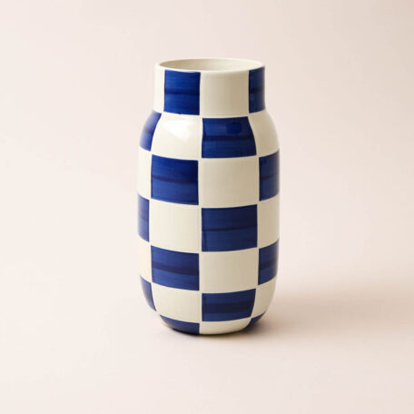 Vase en céramique, bleu carré,13.5x25cm