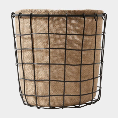 Panier en métal avec jute, 20x18cm