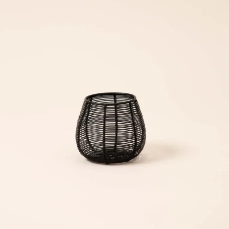 Metalldraht Teelichthalter in Schwarz, Ø 7.5 cm x H 9 cm
