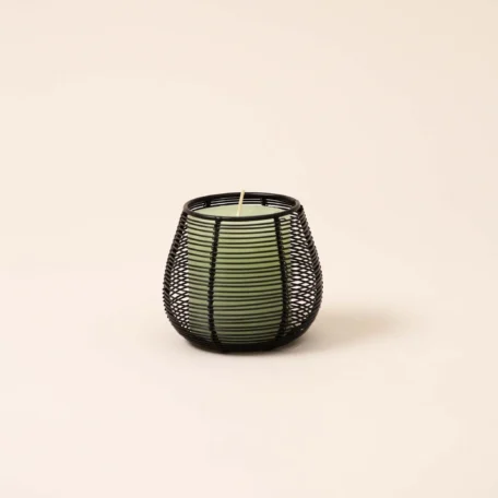 Metalldraht Teelichthalter in Schwarz, Ø 7.5 cm x H 9 cm