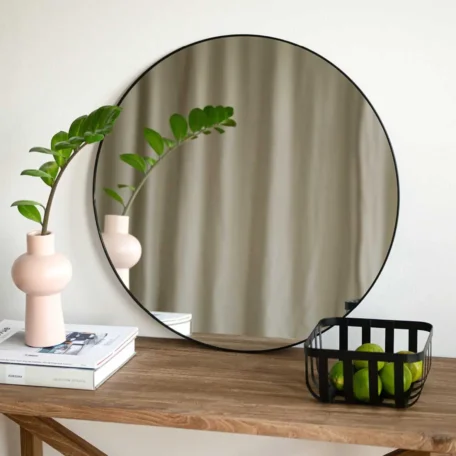 Miroir mural rond, noir D59cm