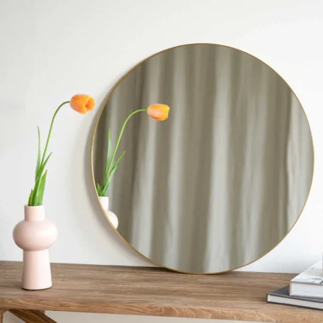 Miroir mural rond, doré D59cm