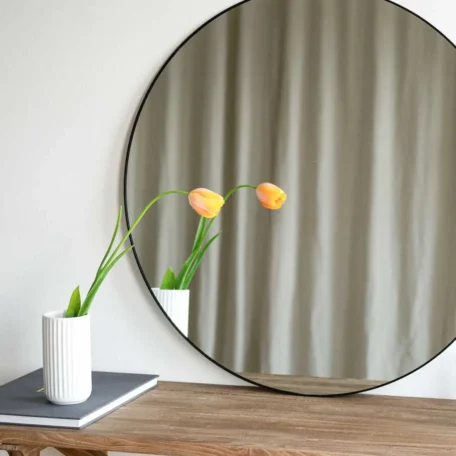 Miroir mural rond, noir D76