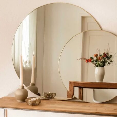Miroir mural rond, doré D76