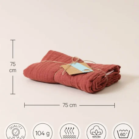 Musselin Tuch, 75x75cm, rost