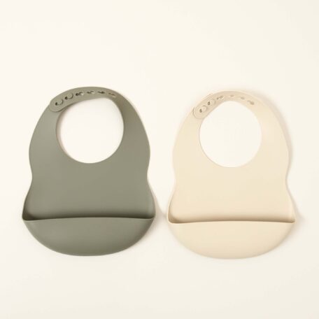 2er Pack Lätzchen Silikon,greige