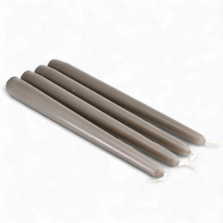 Bougies pointues 245/24mm 'Taupe clair' à 4 pièces