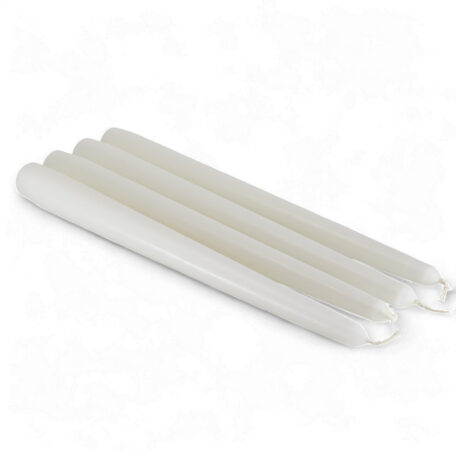Bougies pointues 245/24mm 'Blanc nuageux' à 4 pièces