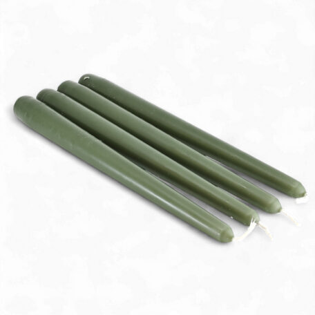 Bougies pointues 245/24mm 'Olive fraîche' à 4 pièces