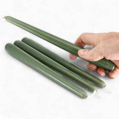 Bougies pointues 245/24mm 'Olive fraîche' à 4 pièces