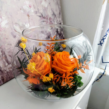 Arrangement in Glasschale 